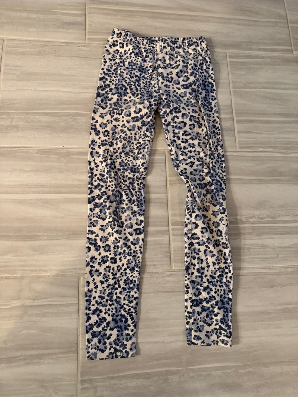 GAP Girls White Leggings with Blue Floral Spot Print